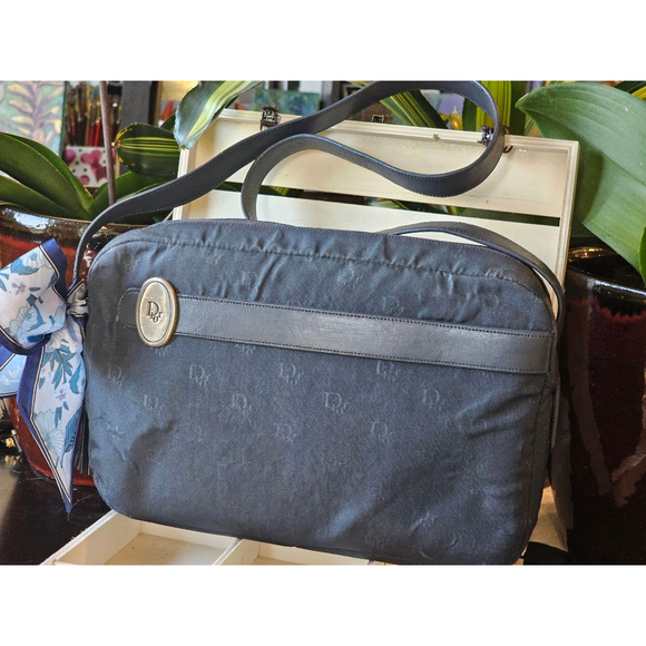 Christian Dior Vintage Navy Shoulder Bag w/Twilly & Insert Added - Picture 2 of 16